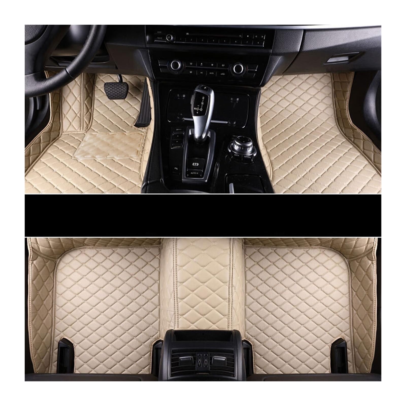 3D Leder Auto Bodenmatte Kompatibel mit KIA Sportage III 2004-2016 2008 2010 2012 3D PU-Matten Auto Innenausstattung (Beige-beige Line) von RQIVOTLEN