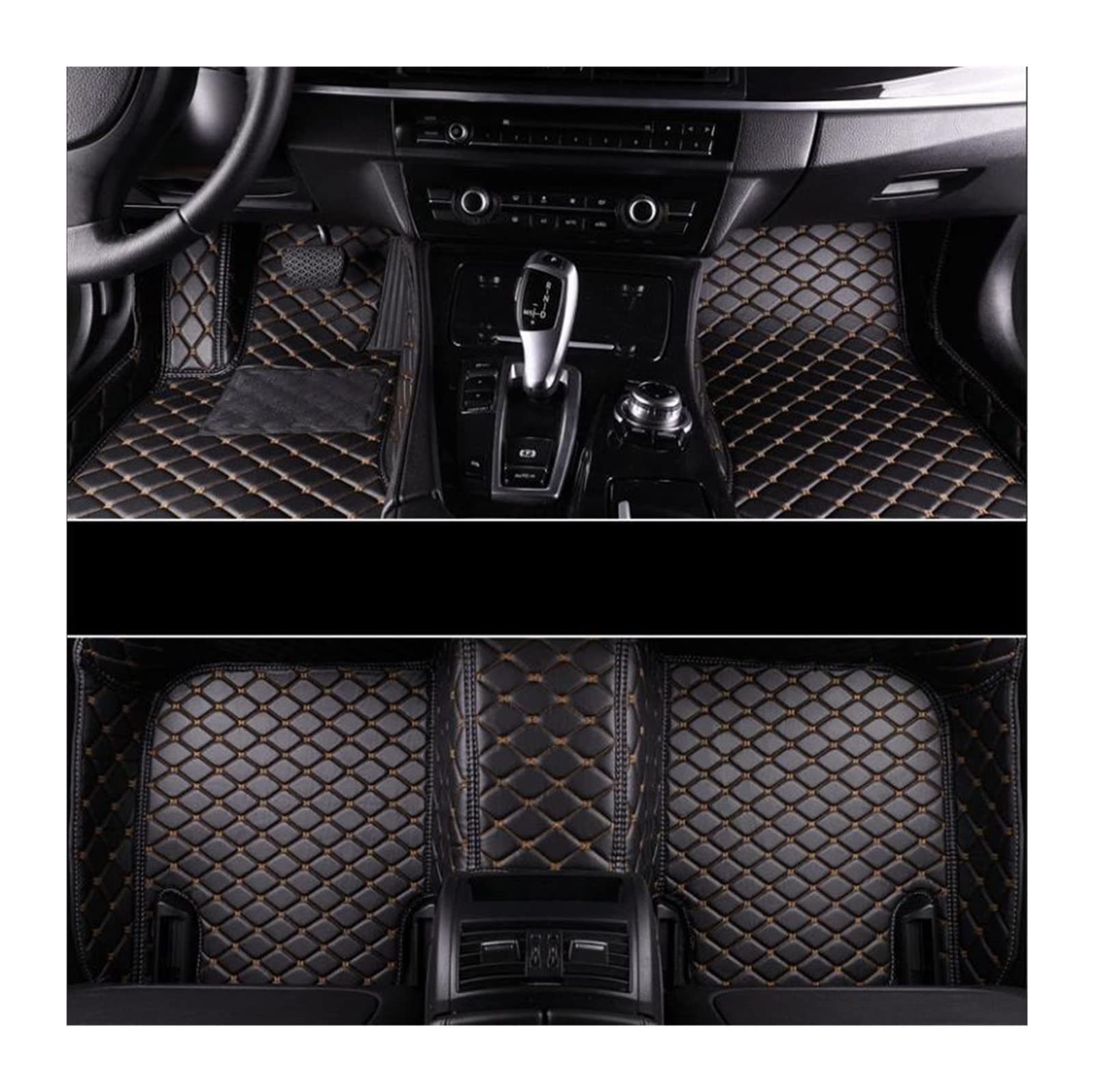 3D Leder Auto Bodenmatte Kompatibel mit KIA Sportage III 2004-2016 2008 2010 2012 3D PU Matten Auto Innenausstattung Zubehör(BLACK-COFFEE) von RQIVOTLEN