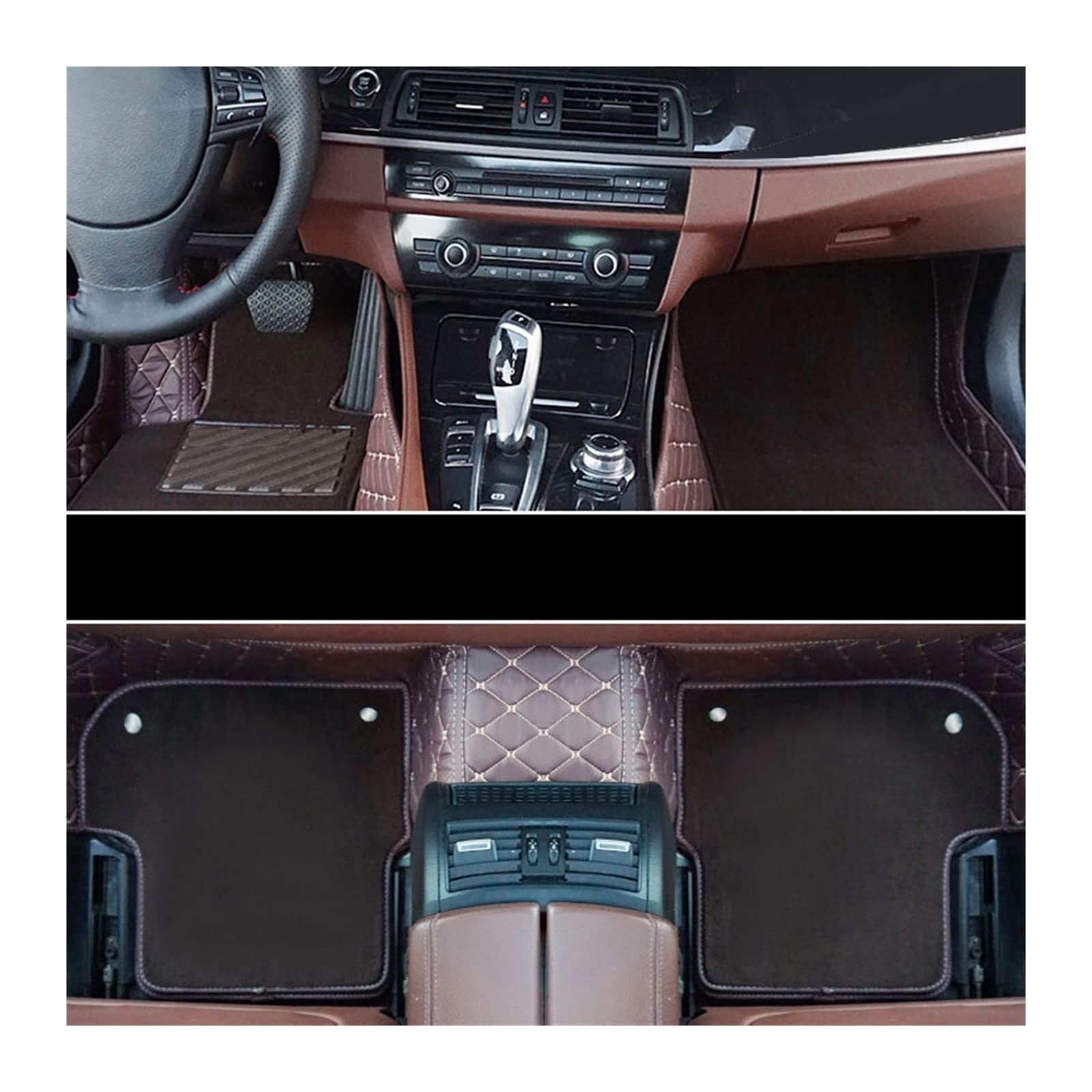 3D Leder Auto Bodenmatte Kompatibel mit KIA Sportage III 2004-2016 2008 2010 2012 3D PU Matten Auto Innenausstattung Zubehör(COFFEE-BEIGE-COFFEE) von RQIVOTLEN