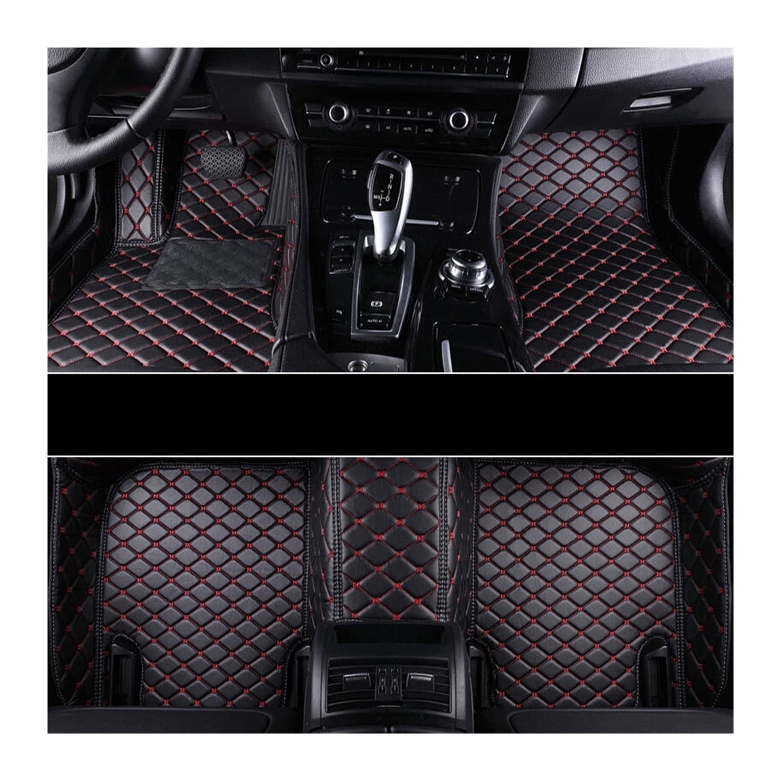 3D Leder Auto Bodenmatte kompatibel mit A4/A5/A6/A7/A8 benutzerdefinierte Auto Bodenmatte Leder Matte Innen Zubehör 2005-2019(Lackrote Linie) von RQIVOTLEN