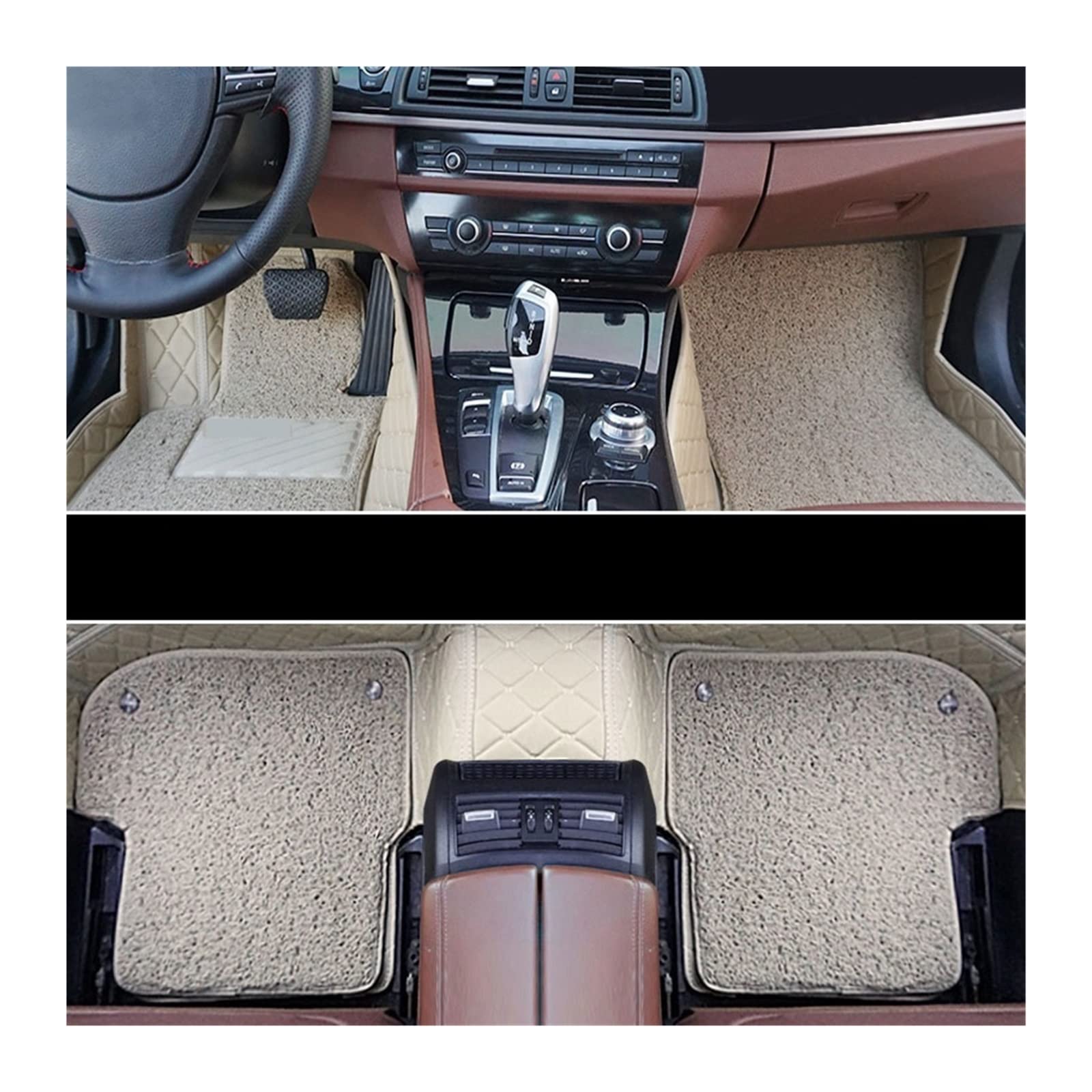 3D Leder Auto Bodenmatte kompatibel mit A4/A5/A6/A7/A8 benutzerdefinierte Auto Bodenmatte Ledermatte Innenraum Zubehör 2005-2019(BEIGE-BEIGE) von RQIVOTLEN