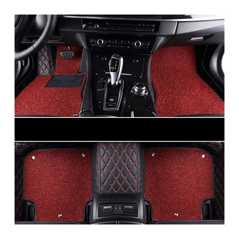 3D Leder Auto Bodenmatte kompatibel mit A4/A5/A6/A7/A8 benutzerdefinierte Auto Bodenmatte Ledermatte Innenraum Zubehör 2005-2019(BLACK-RED-RED) von RQIVOTLEN