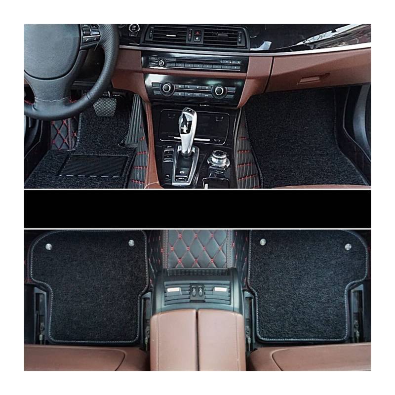 3D Letaher Auto Fußmatten Kompatibel Mit LADA Vesta Linken Lenkrad Matte Auto Interieur Zubehör Bodenmatte (Black-red-black) von RQIVOTLEN