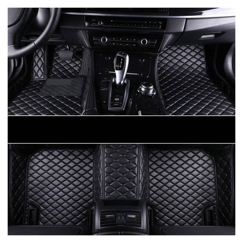 Auto 3D Boden Ledermatten kompatibel mit Jeep Wrangler Jahre Auto Innenausstattung 3D Leder Automatatte (Black-Black) von RQIVOTLEN