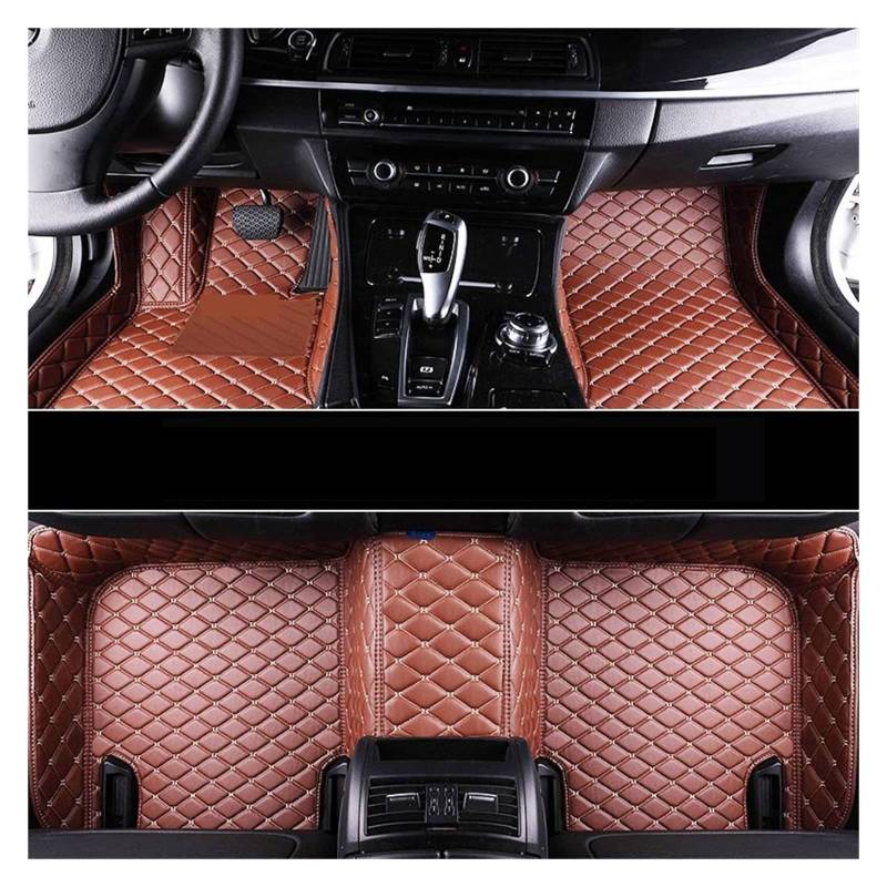 Auto 3D Boden Ledermatten kompatibel mit Jeep Wrangler Jahre Auto Innenausstattung 3D Leder Automatatte (Braun-Beige) von RQIVOTLEN