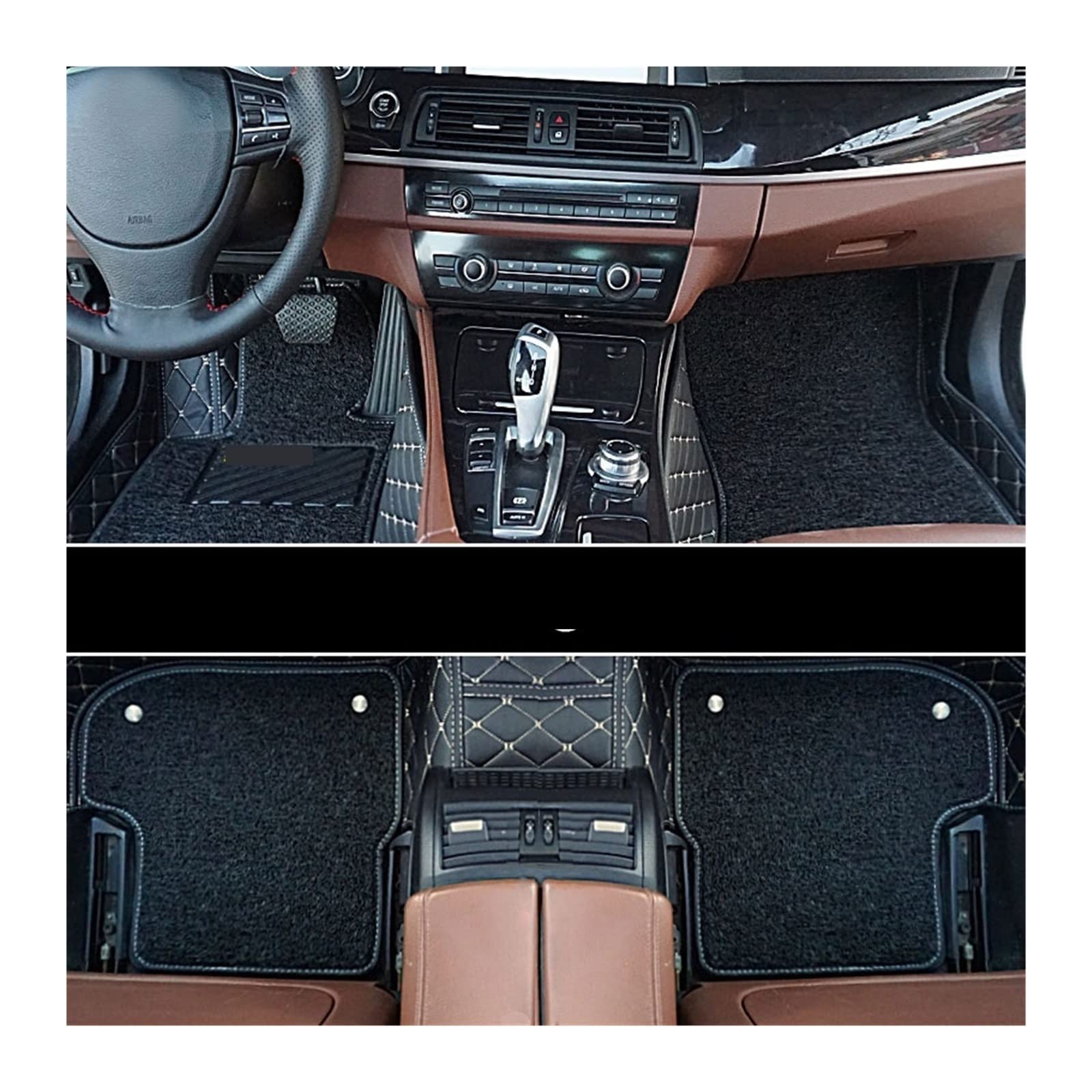 Autofußmatten Speziell kompatibel mit Mercedes C-Klasse Auto-Styling 3D Leder Autobodenmatte Autoboden(BLACK-BEIGE-BLACK) von RQIVOTLEN