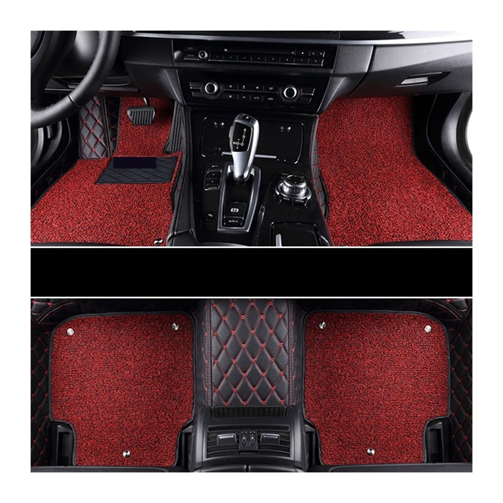 Autofußmatten Speziell kompatibel mit Mercedes C-Klasse Auto-Styling 3D Leder Autobodenmatte Autoboden(BLACK-RED-RED) von RQIVOTLEN