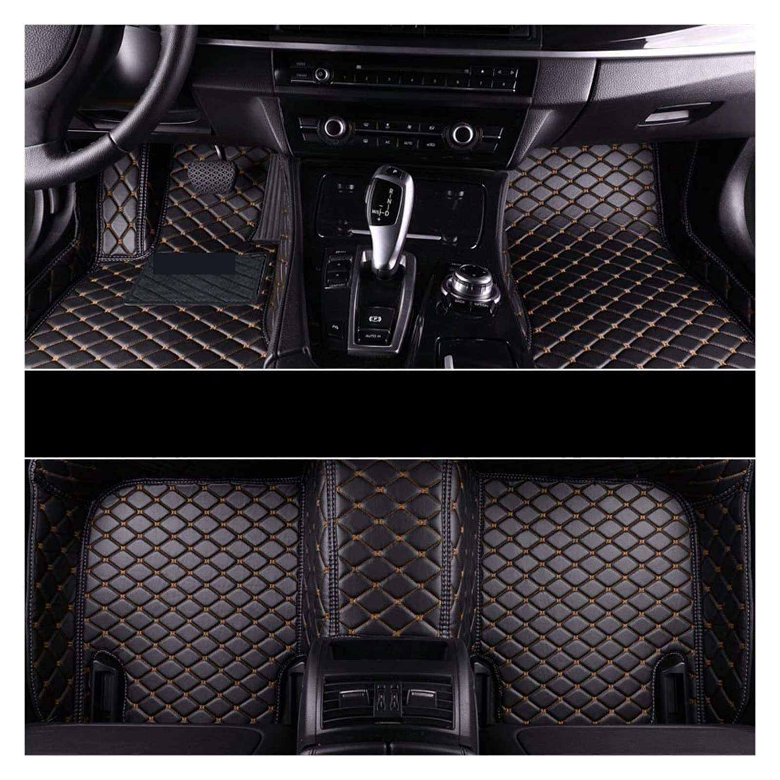 Leder Auto Bodenmatte Kompatibel Mit Mitsubishi Pajero (Montero) 2006-2019 IV 3D Matten Innenraum Zubehör für Auto Auto Matte(BLACK-COFFEE) von RQIVOTLEN