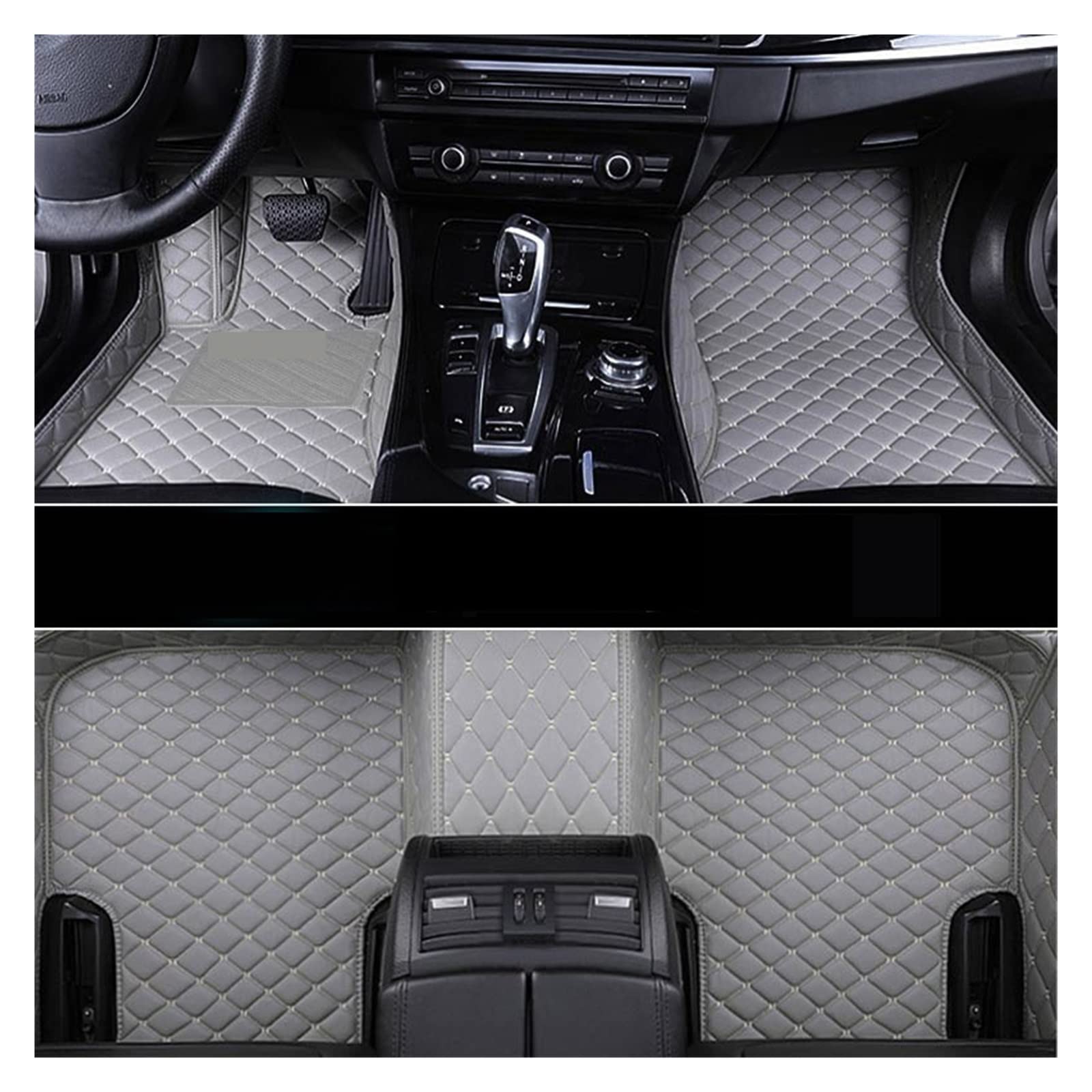 Leder Auto Bodenmatte Kompatibel Mit Mitsubishi Pajero (Montero) 2006-2019 IV 3D Matten Innenraum Zubehör für Auto Auto Matte(GRAY-GRAY) von RQIVOTLEN