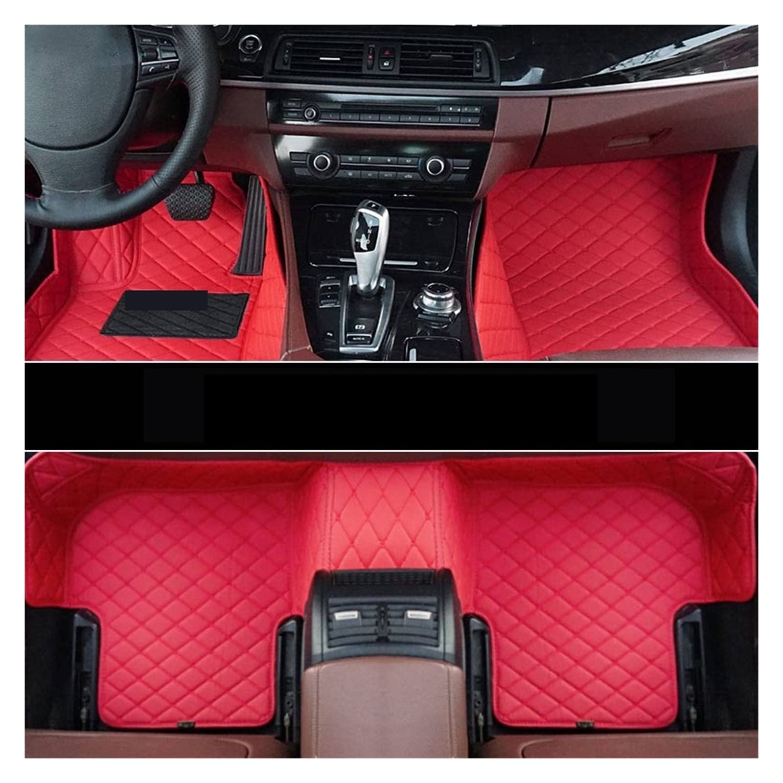 Leder Auto Bodenmatte Kompatibel Mit Mitsubishi Pajero (Montero) 2006-2019 IV 3D Matten Innenraum Zubehör für Auto Auto Matte(Red-rot) von RQIVOTLEN