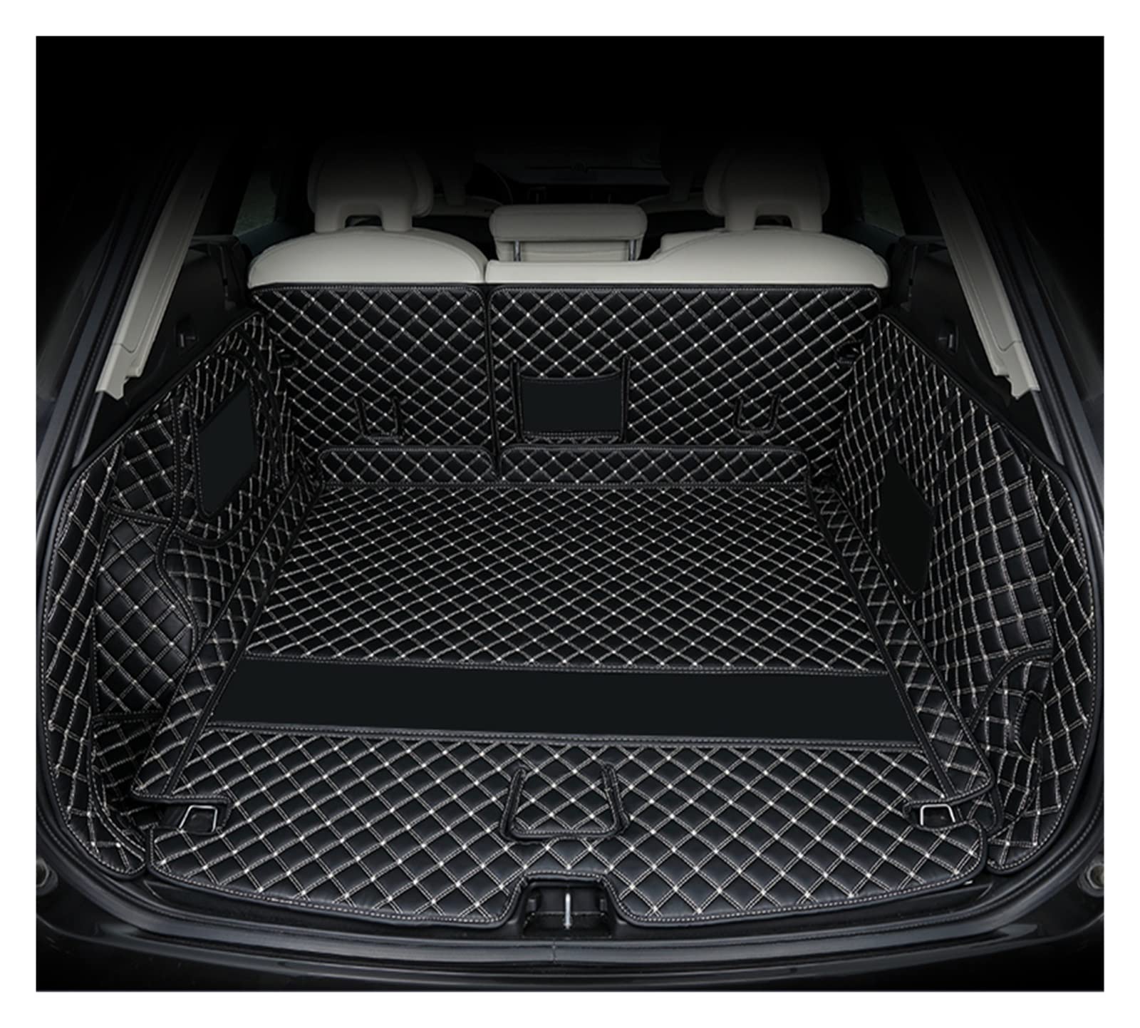 Leder Kofferraum Matten Kompatibel Mit Volvo V60 2011 2012 2013 2014 2015 2018 Schublade Cargo Liner Zubehör Styling(6pcs-02) von RQIVOTLEN