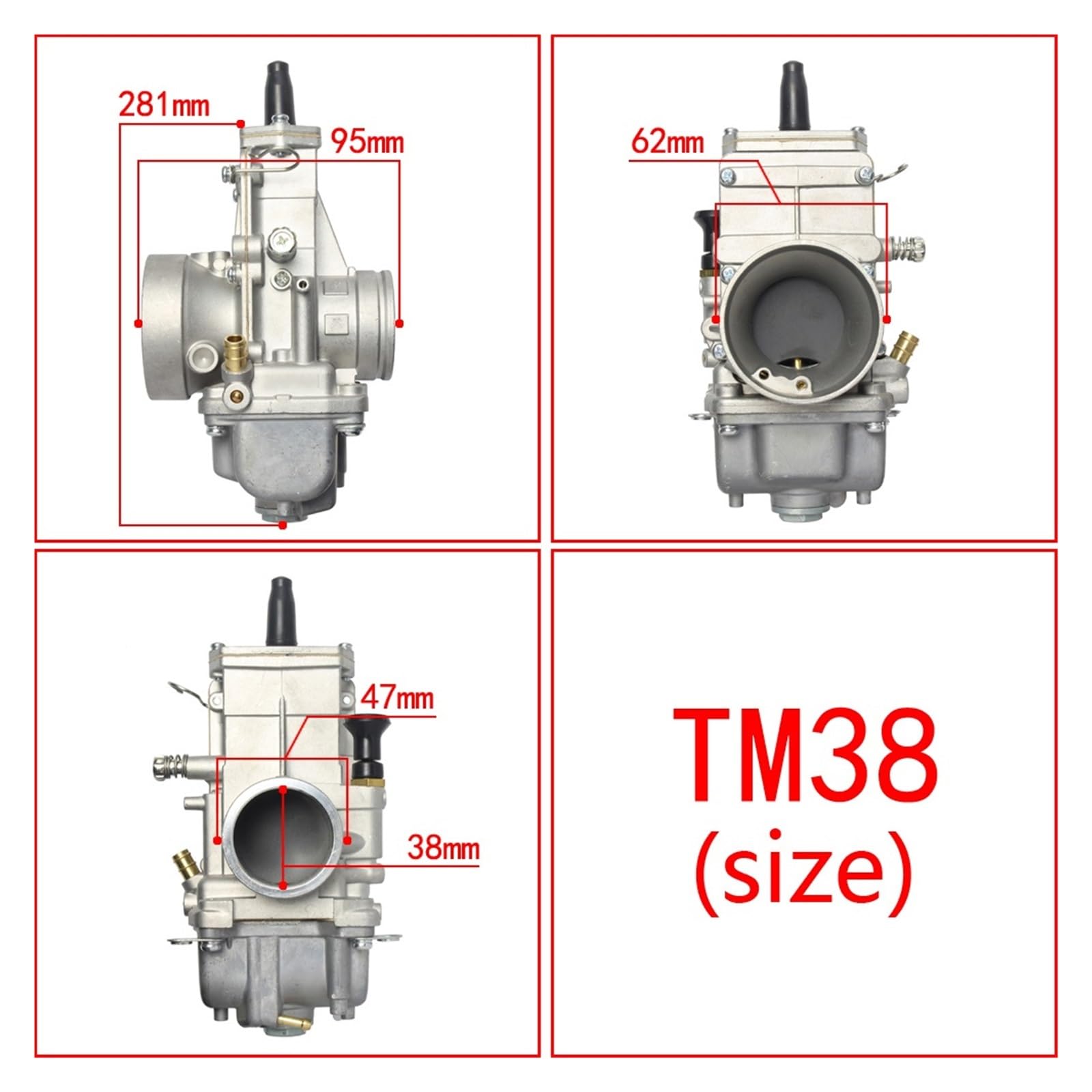 Motorradvergaser kompatibel mit MIKUNI XR600 XR650 NX650 TM38 TM38-85 TM38-86 38 MM 47 MM TM-Serie, Flachschieber(TM38) von RQIVOTLEN