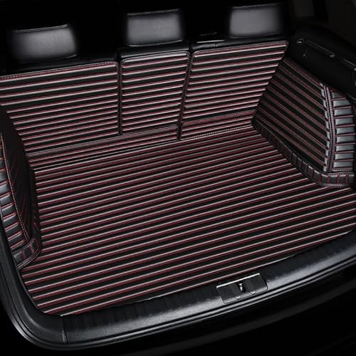 Auto Leder Kofferraummatten für Mercedes Benz GL X164 7 Seats 2006-2010 2011 2012, All Inclusive Wasserdicht Kratzfest Kofferraumwanne Antirutschmatte Kofferraumschutz,C-Black Red von RQLCS