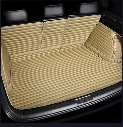 Auto Leder Kofferraummatten für Mini Countryman 2018-2019 2020 2021, All Inclusive Wasserdicht Kratzfest Kofferraumwanne Antirutschmatte Kofferraumschutz,F-Beige von RQLCS