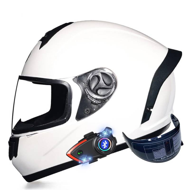 Motorradhelm mit Bluetooth Integriert Full Face Casques, ECE Zertifiziert Integralhelm Doppelvisier Modularer Helm mit Automatische Reaktion Mikrofon, für Adulte Herren Damen von RQTEUYE