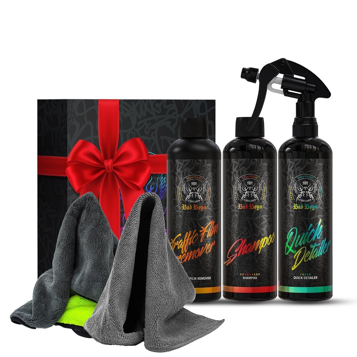 BadBoys Car Care Geschenkset Autopflege: Shampoo, Quick Detailer, Vorwäsche Auto Wasch Set Wasch Paket von RR CUSTOMS