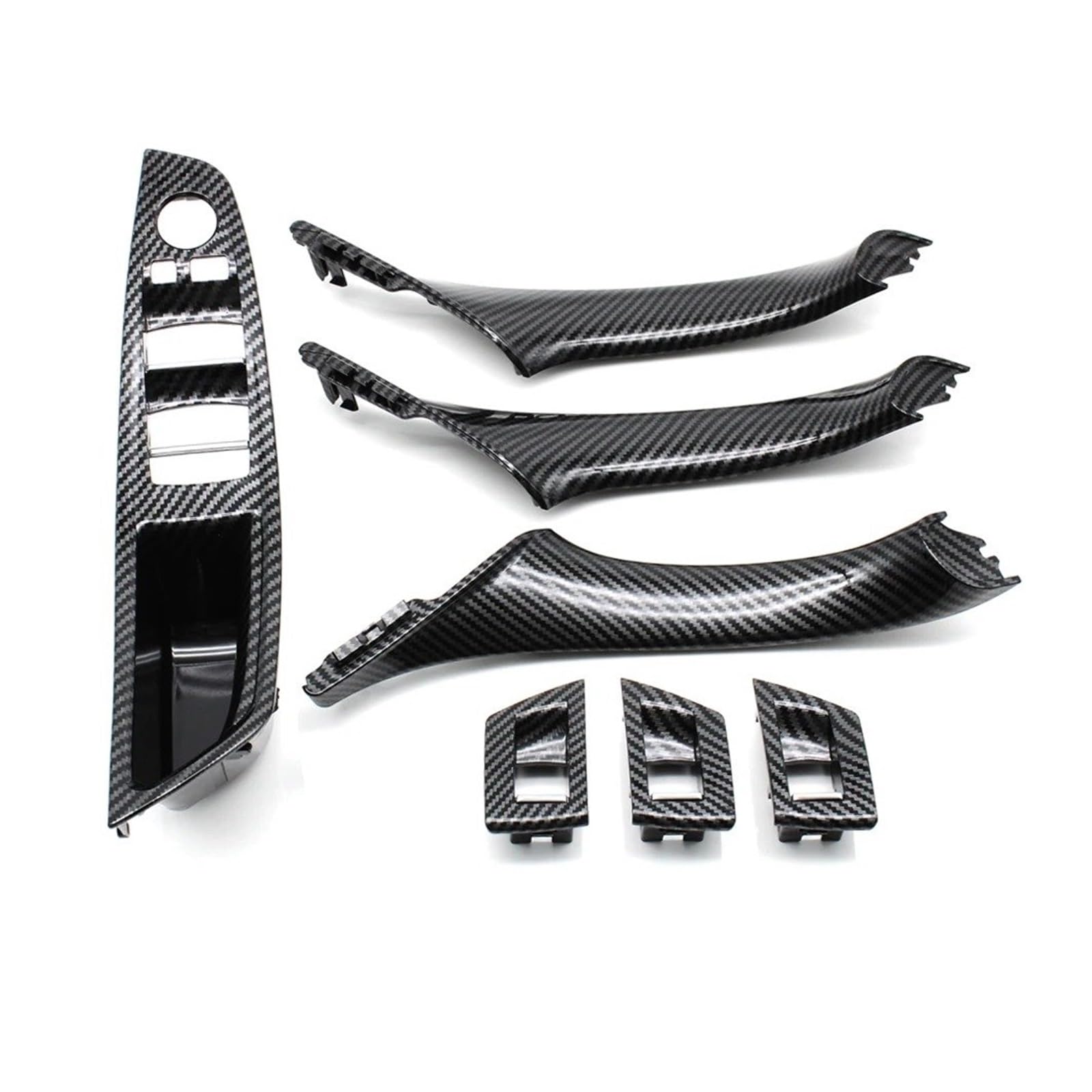 Auto Innen Türgriff Auto Innen Kunststoff Tür Armlehne Fenster Schalter Panel Pull Griff Für 5 Series Für F10 Für F11 Für F18 Türgriff Innen Autotürgriff(LHD CarbonFiber 7) von RRKBDQEL