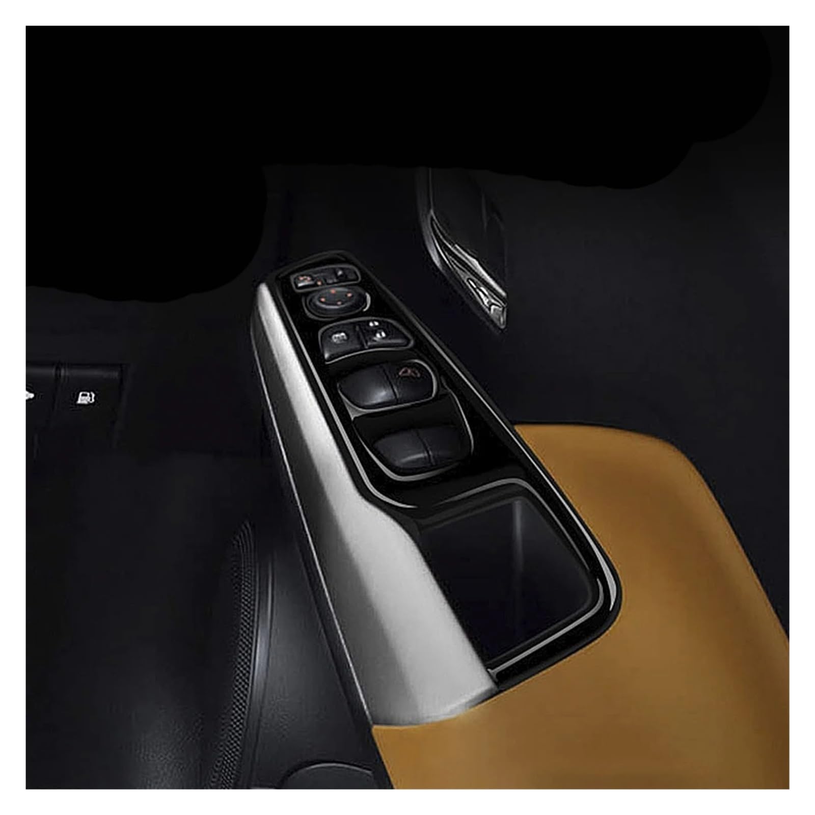 Console Panel Dekorabdeckung RHD Für Nissan Für Kicks E-power P15 2020-2022 ABS Schwarz Fenster Bedienfeld Glas Lift Schalter Abdeckung Trim Auto-Styling Zubehör Panel Abdeckung(RHD ABS black) von RRKBDQEL