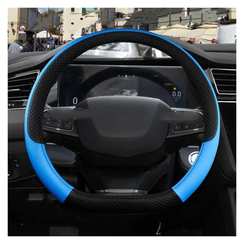 Lenkradabdeckung Für Chery Für Tiggo 7 Pro Plus Für Tiggo 8 Plus Für Tiggo Für 5X Pro Auto Lenkrad Abdeckung PU Leder rutschfeste Auto Zubehör Auto Lenkradhüllen(D Shape Blue) von RRKBDQEL