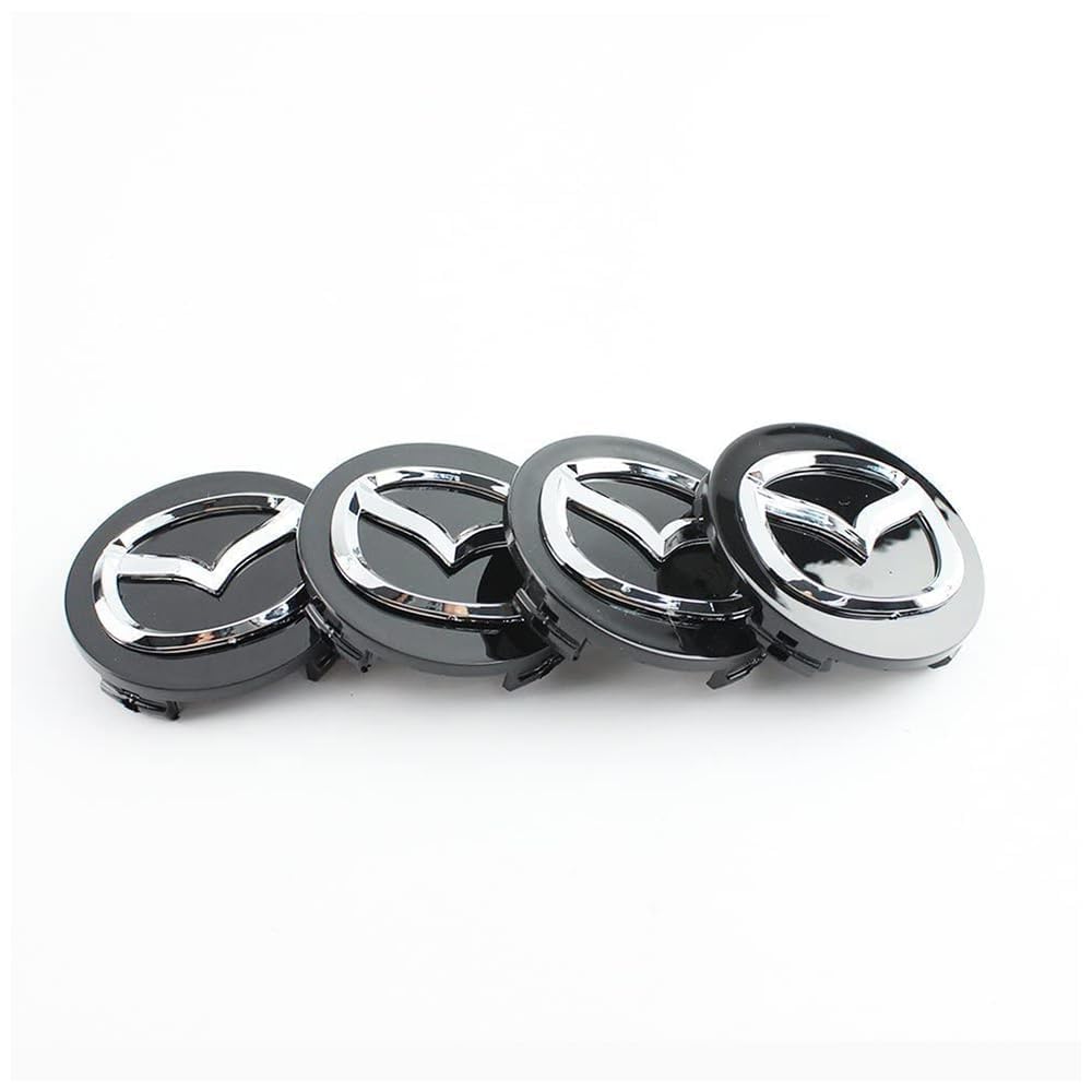 4 Stück Nabendeckel für Mazda SCHWARZ 56mm, Radnabenkappen Nabenkappen Radnabendeckel Nabendeckung Radmittelkappen Center Felgendeckel Radkappen von RSFIL