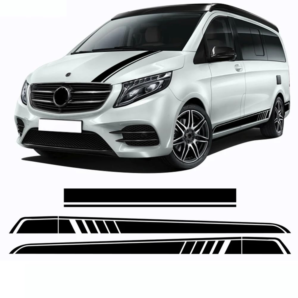 3-teiliges Auto-Motorhauben-Aufkleber-Seitenstreifen-Rock-Aufkleber, für M=ercedes B=ENZ V-Klasse W447 Vito Viano 2014-heute AMG-Zubehör von RSPGMKIX