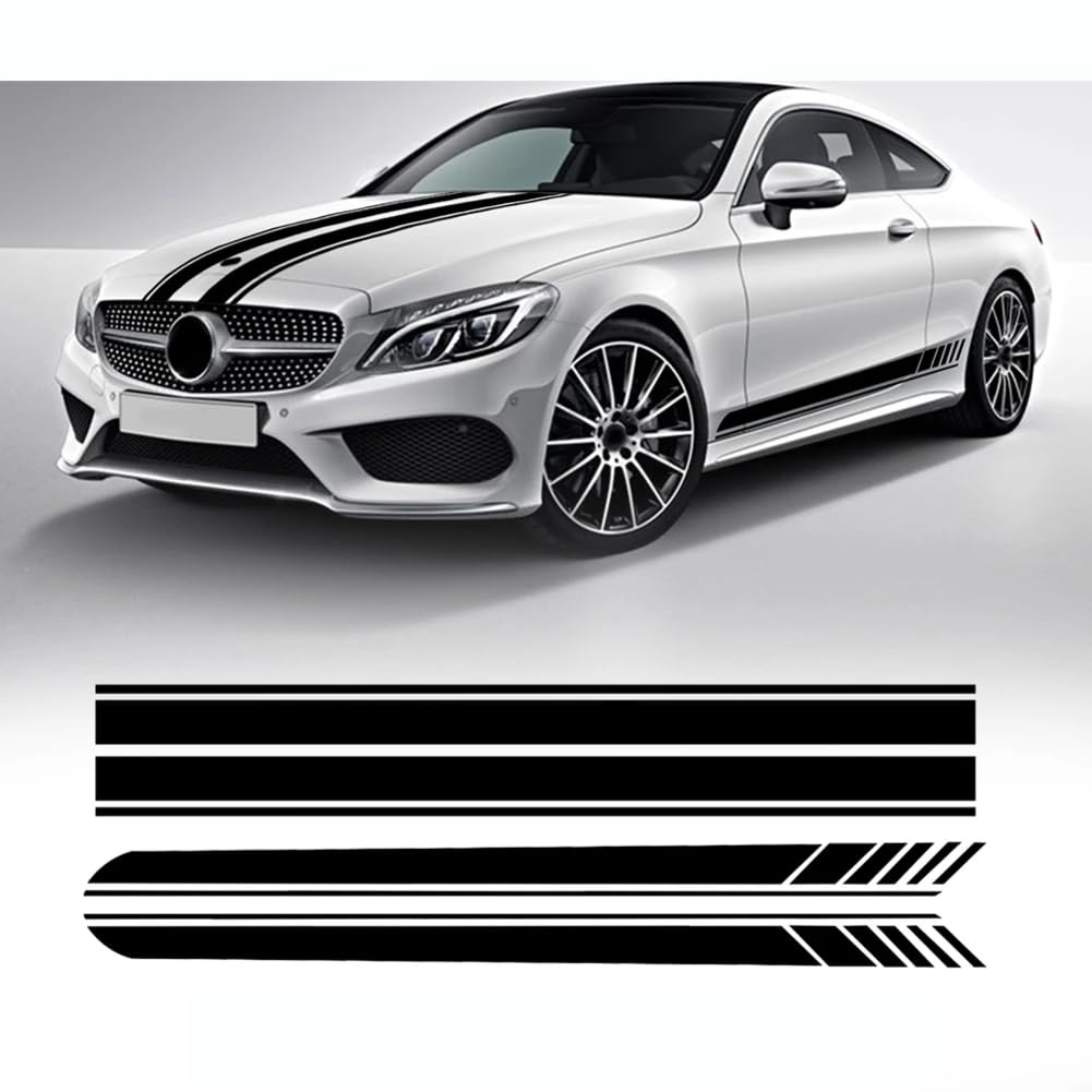 Auto Motorhaube Motorhaube Streifen Aufkleber Seitenstreifen Rock Aufkleber, für M=ercedes B=ENZ ACE GLA CLA CLS GLC Klasse AMG A45 W205 C63 W177 von RSPGMKIX