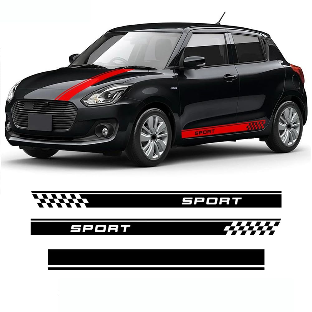 Auto Styling Tür Seitenstreifen Rock Aufkleber Auto Motorhaube Motorhaube Racing Body Kit Aufkleber, Für Suzuki Swift Sport Zubehör von RSPGMKIX