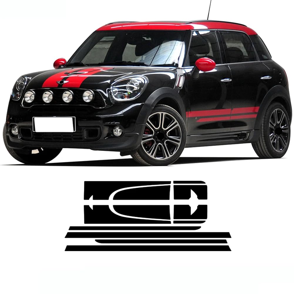 Motorhaube, Motorabdeckung, Vinyl, Kofferraum, Heckpartie, Aufkleber, Seitenstreifen, Rockaufkleber, für M=INI C=ooper Countryman R60 JCW Zubehör von RSPGMKIX