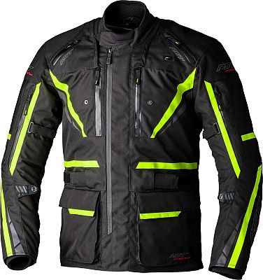 RST Pro Paragon 7, Textiljacke wasserdicht - Schwarz/Neon-Gelb - 3XL von RST