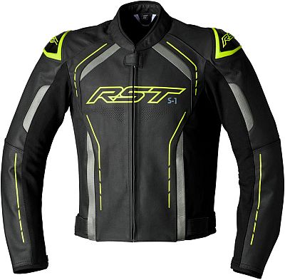 RST S-1, Lederjacke - Schwarz/Grau/Neon-Gelb - M von RST