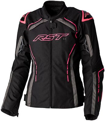 RST S-1, Textiljacke wasserdicht Damen - Schwarz/Grau/Neon-Pink - S von RST