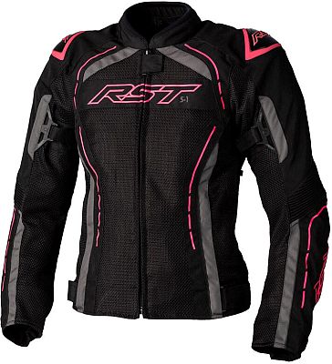 RST S-1 Mesh, Textiljacke wasserdicht Damen - Schwarz/Grau/Neon-Pink - S von RST