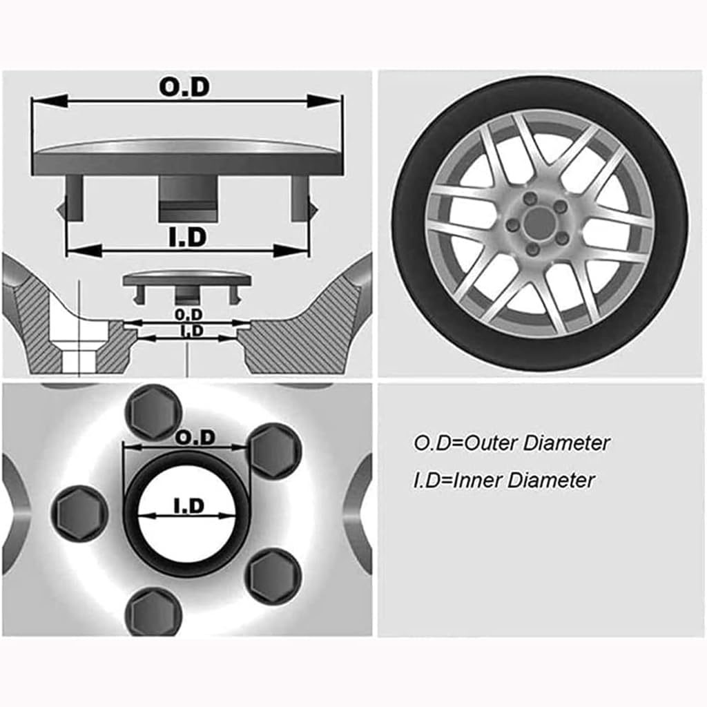 RSZFGCXH 4 Stück Auto Nabenkappen für 56mm,Polierte Oberfläche Radnabenkappen Radnabenabdeckun Radnabenabdeckung Ersetzen Zubehör von RSZFGCXH