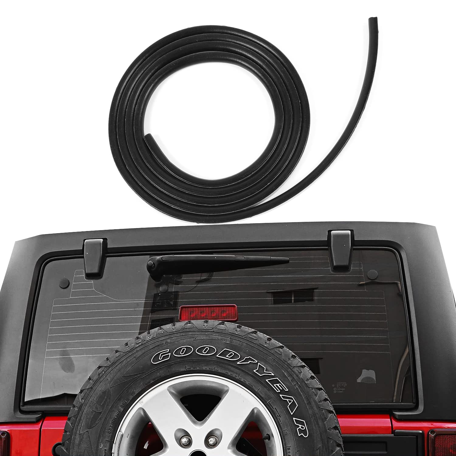 RT-TCZ Für Wrangler Heckscheiben-Gummidichtung, Heckscheiben-Dichtungsstreifen für Jeep Wrangler TJ JK JKU JL JLU wasserdichtes Schutzzubehör 229,5 cm von RT-TCZ