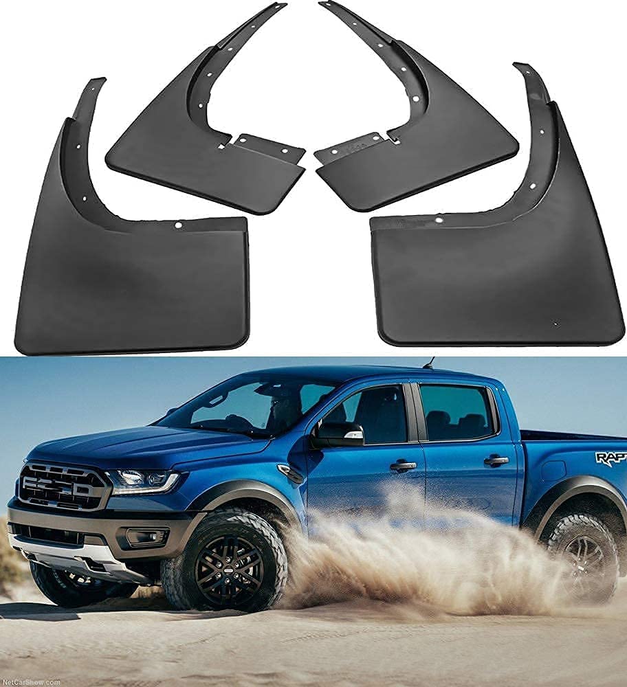 4 Pcs Gummi Schmutzfänger für Ford Ranger T6 T7 T8 Pickup 2012-2019, Vorne Hinten Fender Spritzschutz, Dustproof Kratzfest Korrosions Spritzschutz Car Styling Dekoration Zubehör von RTIA