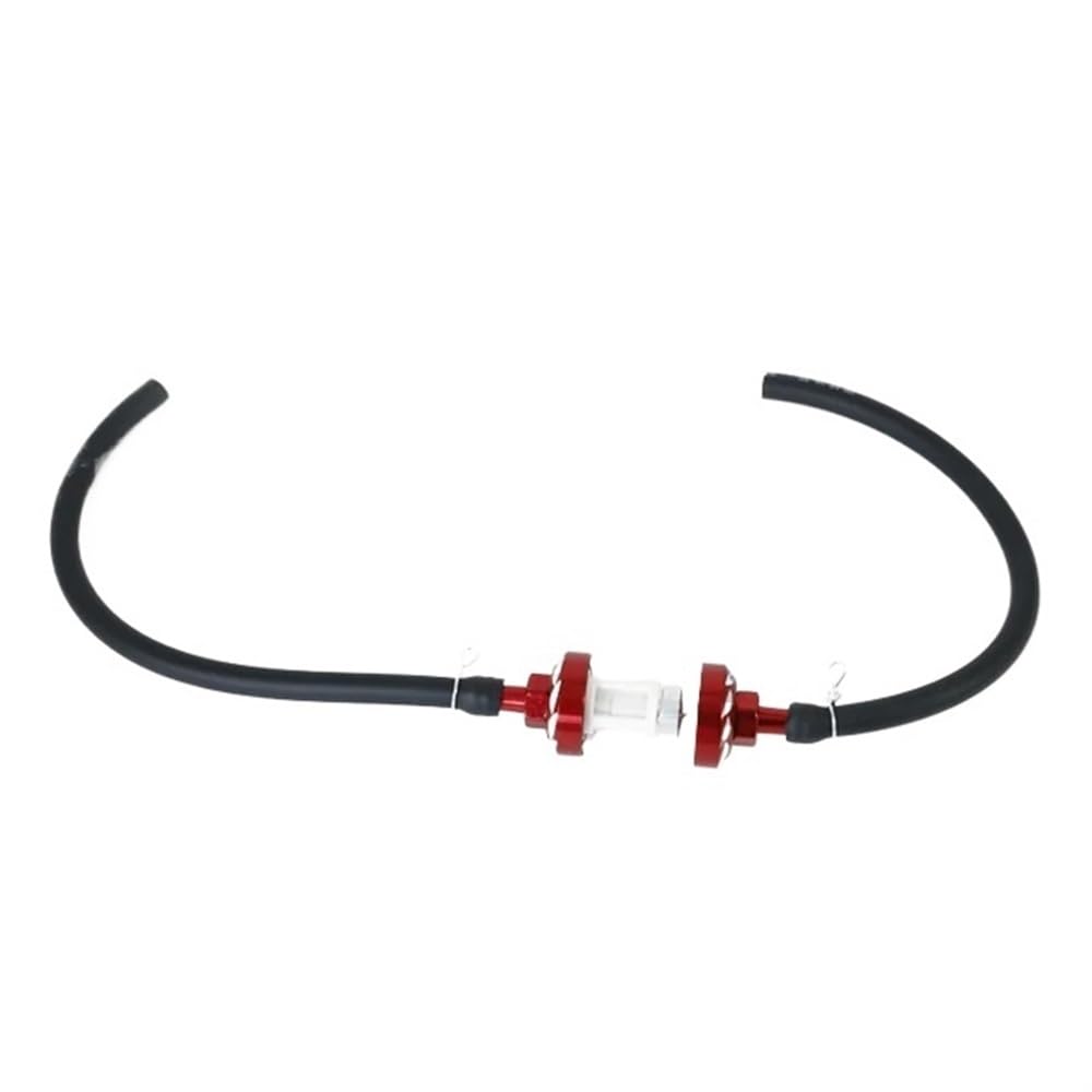 6mm 8mm Glas Kraftstofffilter mit Schlauchleitung Kompatibel mit Motorrad ATV Dirt Bike Motocross Zubehör(RED) von RTqFZK