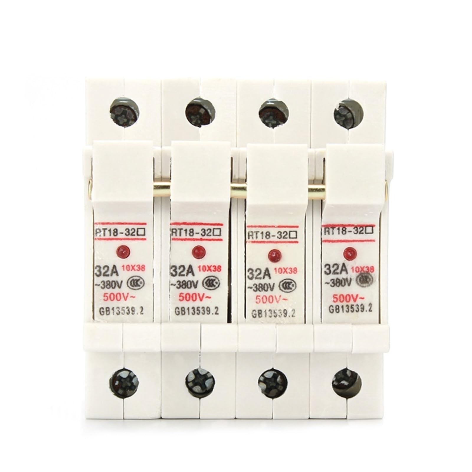1P 2P 3P 4P RT18-32X AC ~380V Copper Fuse Holder 500V 10x38mm DIN rail mounting Fuse holder bottom adapter with Fuse RUAJOGYNVM(1A,4P) von RUAJOGYNVM