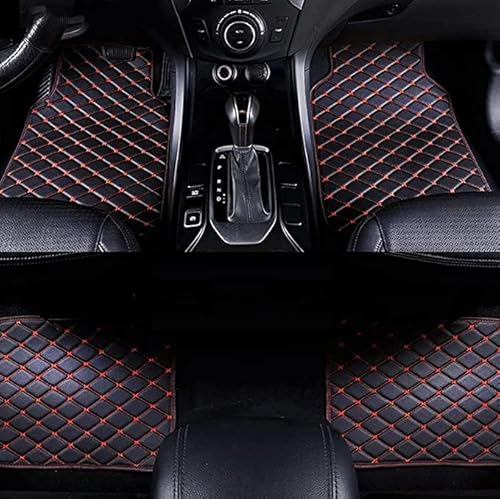 4 Pcs Auto Fußmatten für Audi A8 Saloon D3 (5seats) LWB 2002-2010, rutschfest Autofussmatten Hochwertige Materialien Automatte Autoteile,C Black Red von RUGPDA