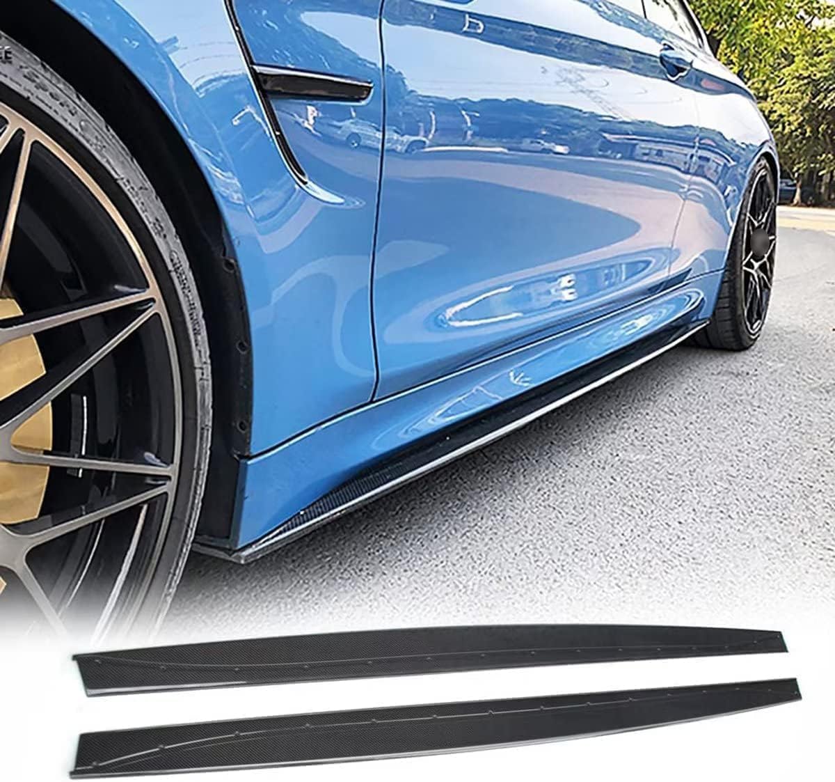 Auto Seitenschweller für BMW F80 M3 Sedan F82 F83 M4 Coupe Convertible 2014-2017, Passt sich dem Körper an Seitenschürzenverschott Auto Styling Zubehör von RUGPDA