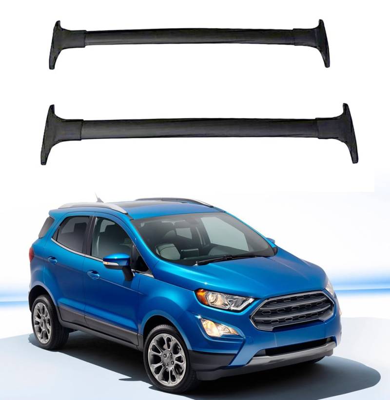 DachträGer RelingträGer für Ford Ecosport 2013 2014 2015 2016 2018 2019 2017 2020, Dachgepäckträger Alu Dachgepäckablage, Paar Schwarze gewidmet Diebstahl-Bars,Black von RUGPDA