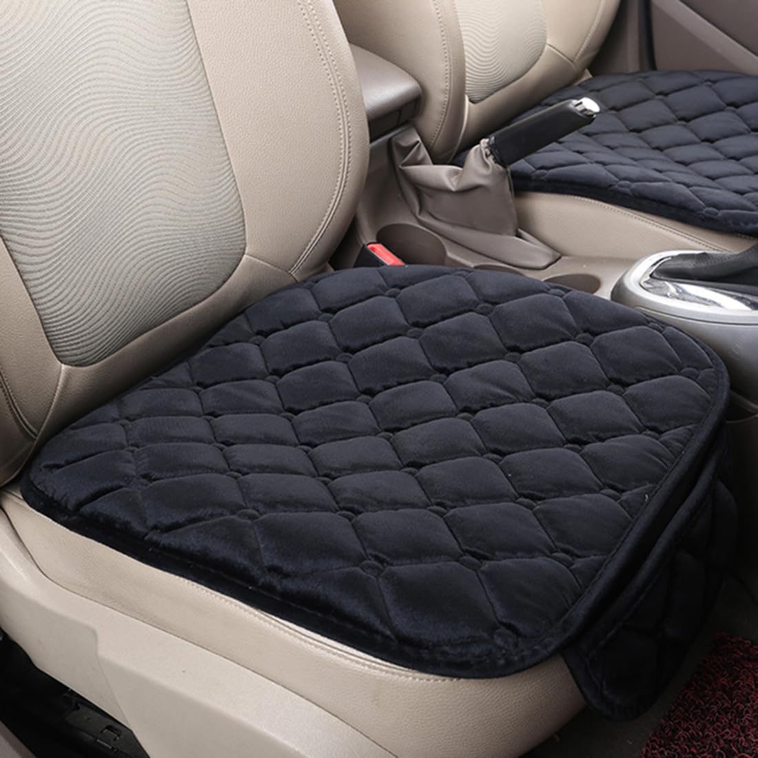 RUHANE Beflockung Stoff Auto Sitzbezug für Dacia Spring from 2021, Protector vorne hinten warm warm Auto Sitzkissen Protector Pad,A-Black von RUHANE