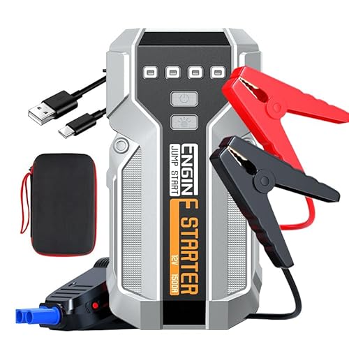 Starthilfe Powerbank 2000A 12V (3.5Lgal Benzin und 2.0gal Diesel) Tragbare Auto Starthilfe Powerbank mit verlängertem intelligenten Starthilfe Notfall-Starthilfe für Auto (schwarz) von RUICUBEI