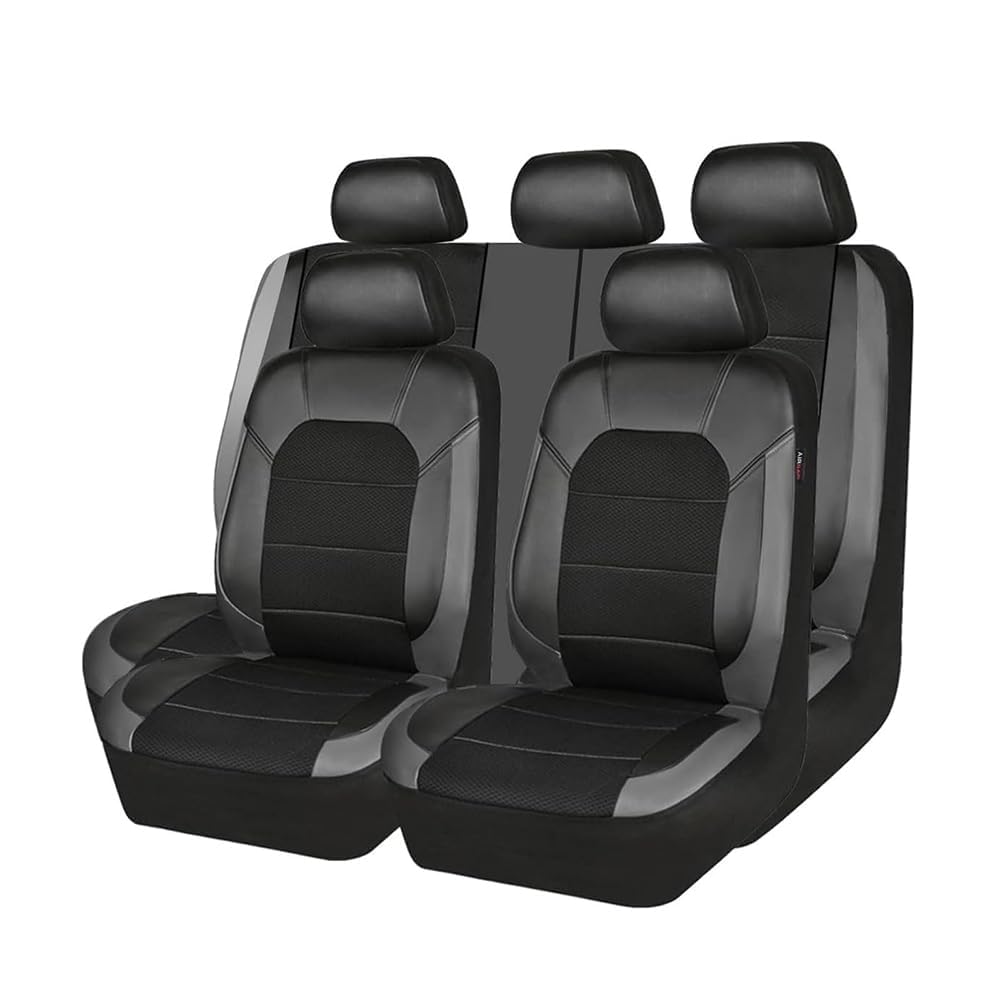 RUIDAM Bequem Autositzbezüge für Fiesta MK8 Hatchback 2017-2023, Leder Komplettset Autositzbezüge Wasserdicht Atmungsaktiv Komfort Sitzbezug Innenraum Zubehör,B/Gray von RUIDAM