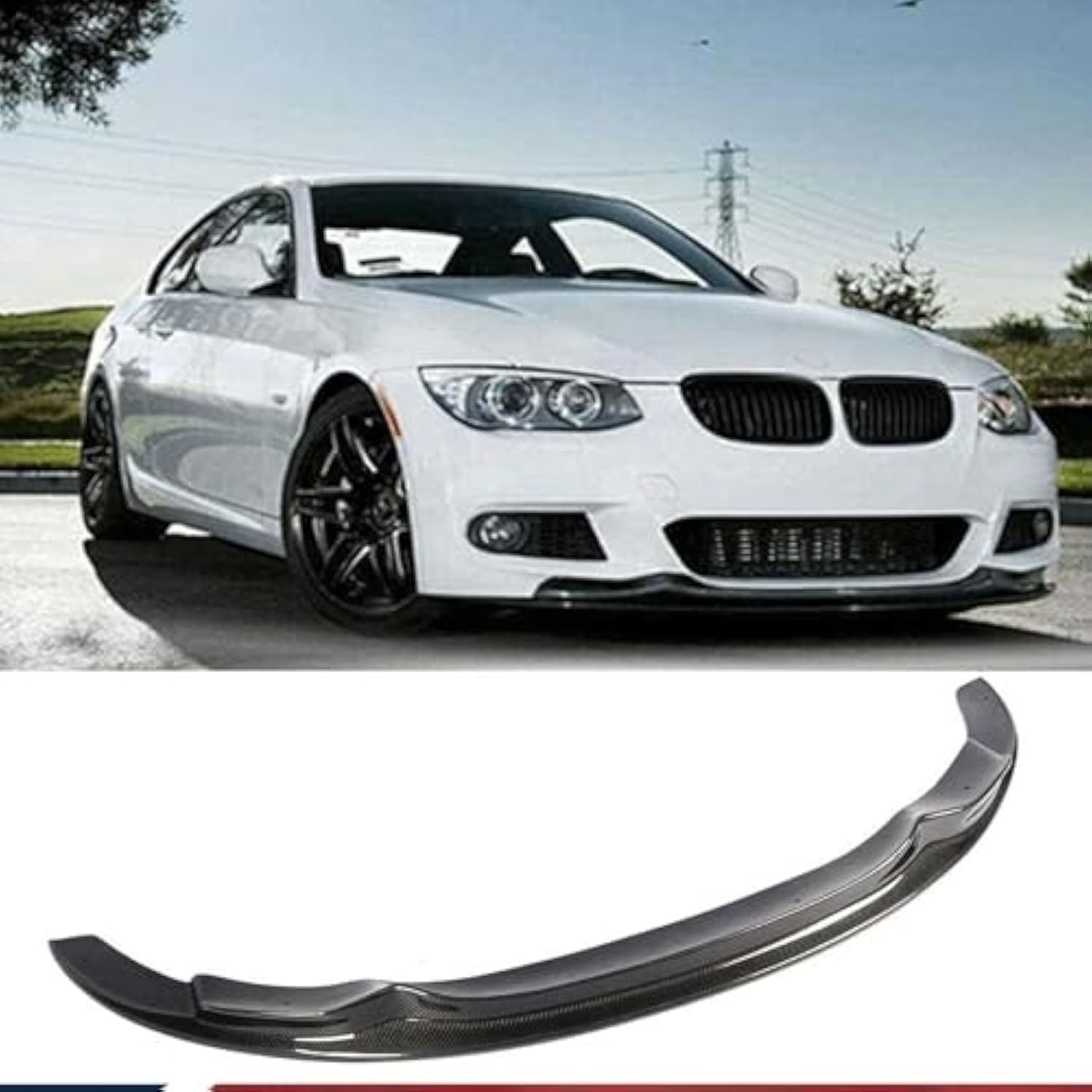 Auto Frontspoiler Stoßstange Lippe für Carbon Fiber BMW 3 Series E92 E93 320i 325i 328i 330i 335i M Sport 2010-2012 AntiKollision Frontstoßstange Diffusor Seitensplitter Protector Auto-Frontspoiler von RUIHAHA