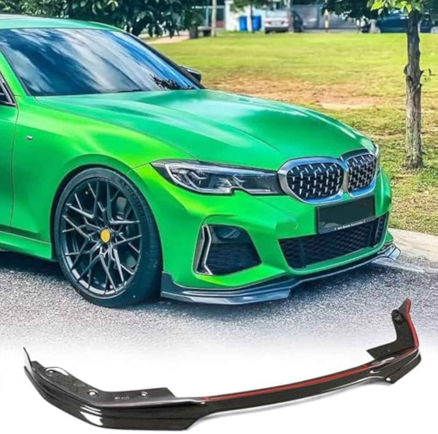 Auto Frontspoiler Stoßstange Lippe für Carbon Fiber BMW 3 Series G20 M Sport Sedan 320i 330i M340i M-tech 2019-2020 AntiKollision Frontstoßstange Diffusor Seitensplitter Protector Auto-Frontspoiler von RUIHAHA