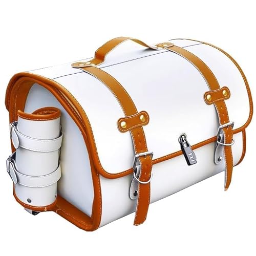 RUIHAHA Motorrad Tasche für Ducati GT 1000 2007-2010 Wasserdicht Motorrad Hecktasche Motorcycle Saddle Bag Motorräder Werkzeugtasche Motorräder Satteltasche,E White+Brown von RUIHAHA