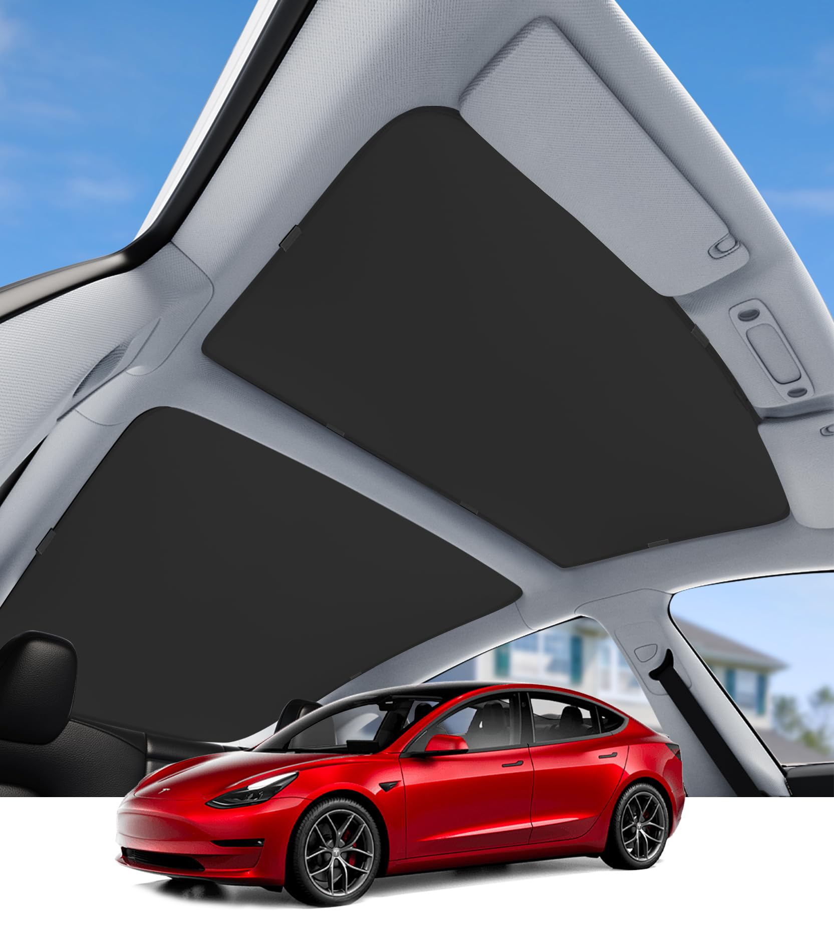 Model 3 Sonnenschutz Dach, Upgrade 3.0 Faltbarer einziehbarer Auto-Sonnenschutz, überlegener UV- und hitzeblockierender Dachschatten, Schwarz von RUILIXIN