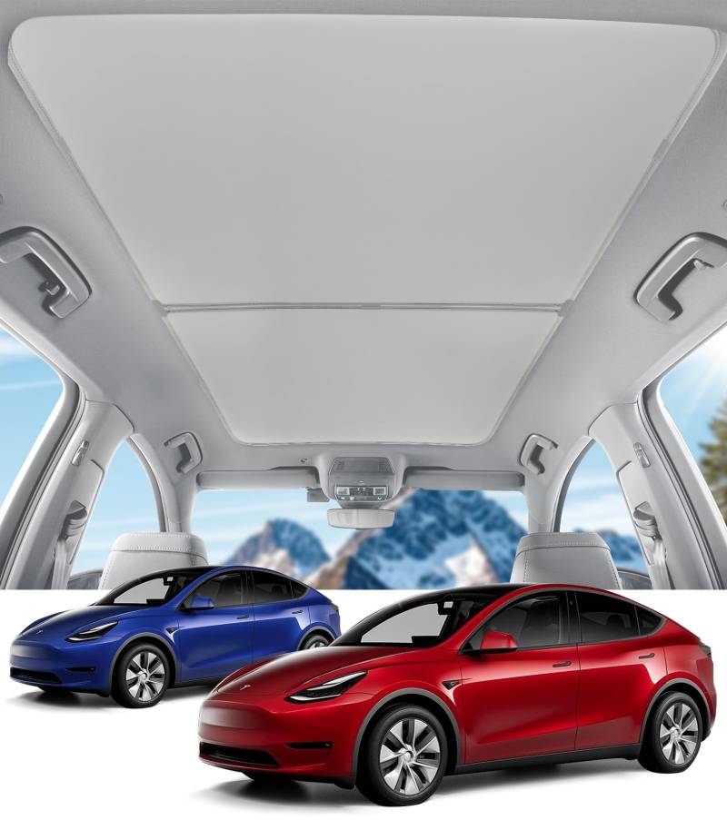 Model Y Sonnenschutzdach für Tesla, Upgrade 3.0 Auto-Sonnenschutz, präzise Passform für Tesla Model Y 2024, Ice Crystal Nano Sonnendachabdeckung mit ultimativem UV-Schutz, Beige von RUILIXIN