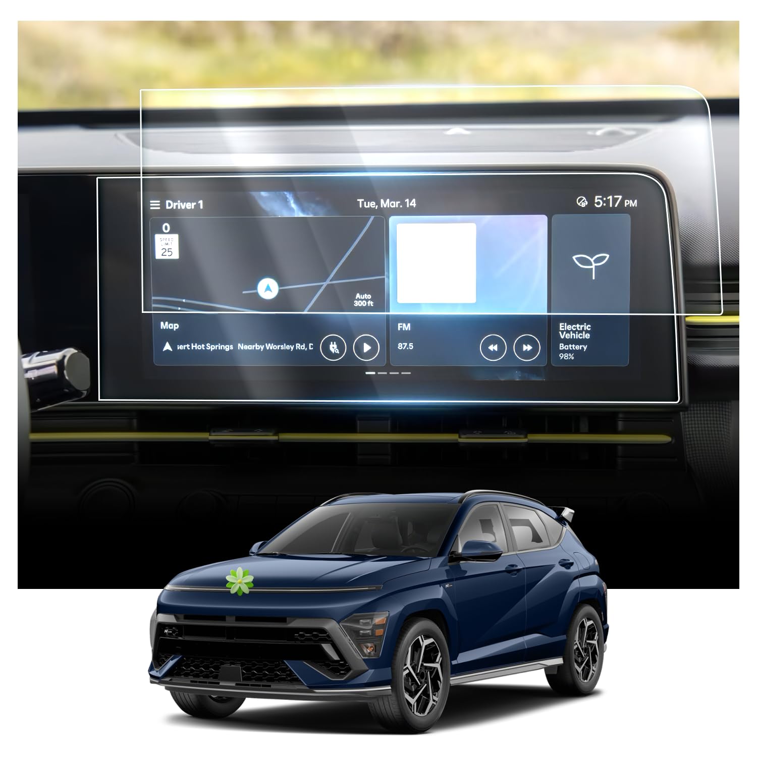 [2 Stücke] Ruiya Kompatibel mit 12,3" Hyundai Kona SX2 2024 2025 Navigation Schutzfolie, Nano Material Navigation Displayschutzfolie GPS Touchscreen Schutzfolie Auto Navigation Glas von RUIYA