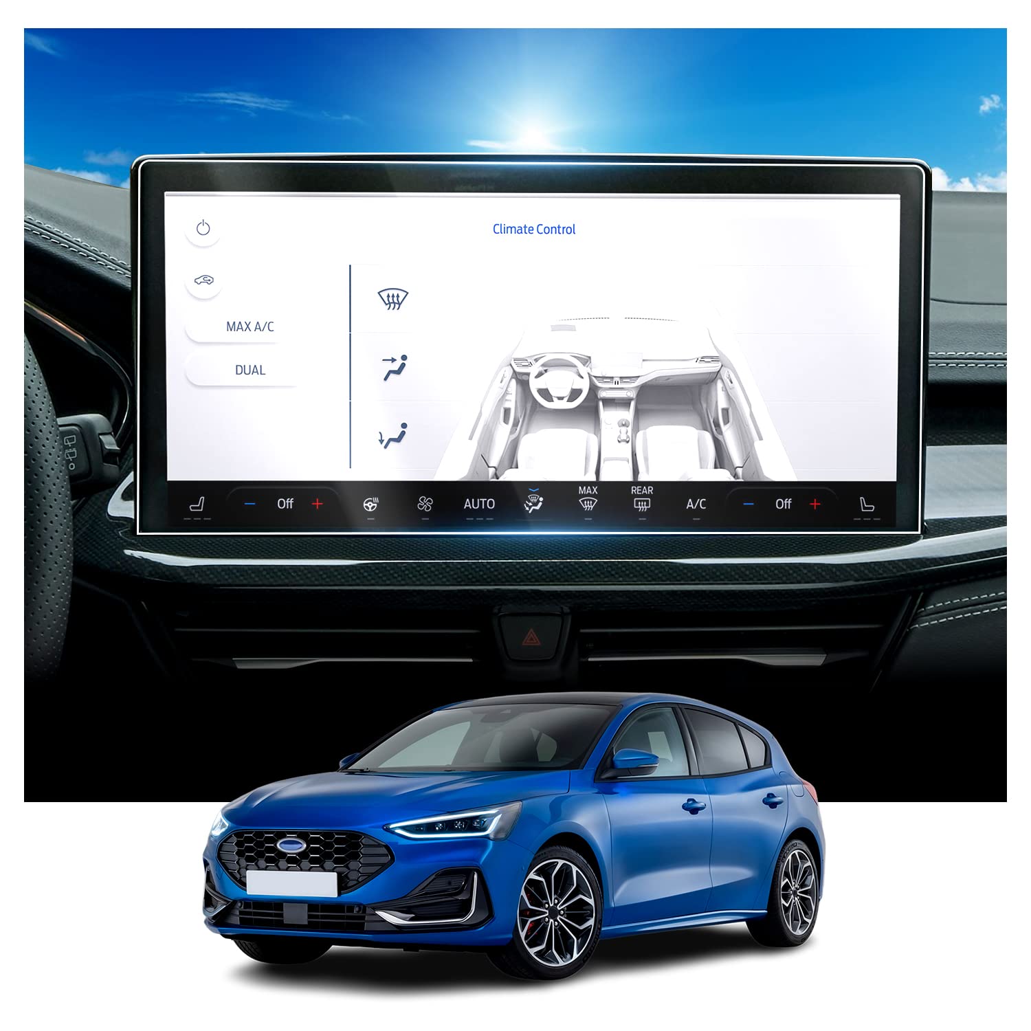 Ruiya Kompatibel mit Ford Focus MK4 2022-2025 | Kuga MK3 2024 2025 13,2" Navigation Schutzfolie, Nanometer Navigation Displayschutzfolie HD Displayschutz Touchscreen Focus Schutzfolie [2 Stücke] von RUIYA